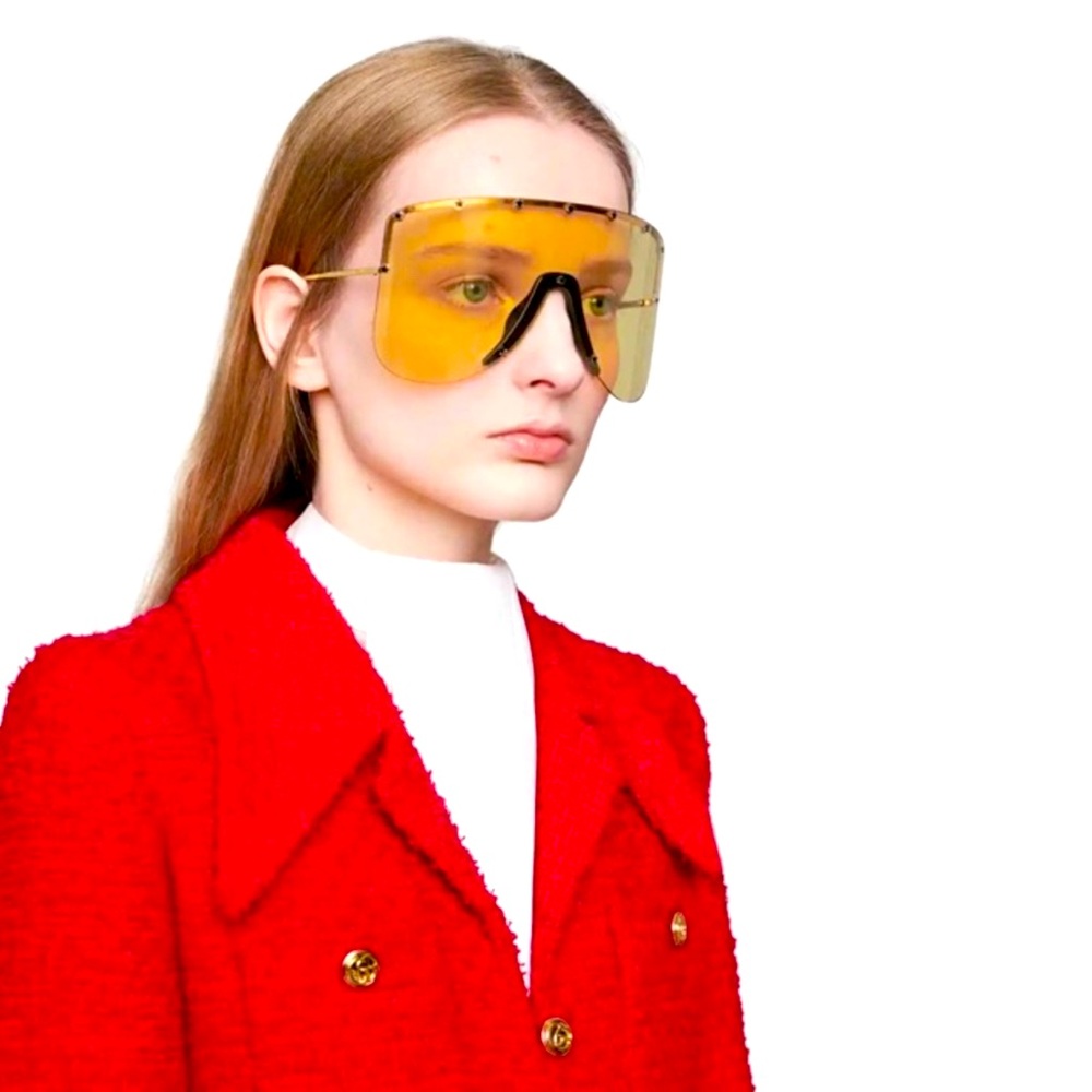 Gucci
70MM Gucci Star Stud Rivet Shield Mask Sunglasses